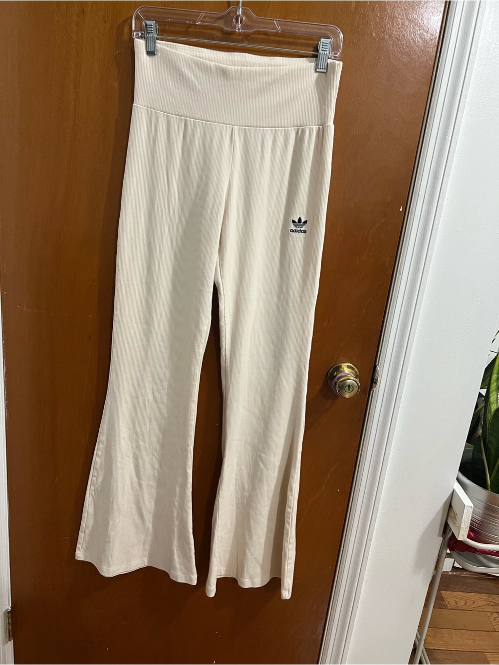 adidas Cream High-Waist Flare Kids Leggings
